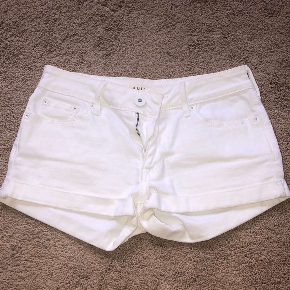 White low rise jean shorts